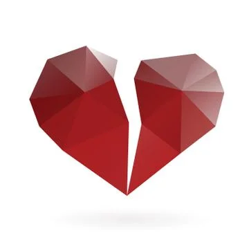 Abstract broken heart low poly design Stock Illustration
