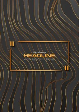 Abstract bronze curved 3d waves refraction background Stock Illustration