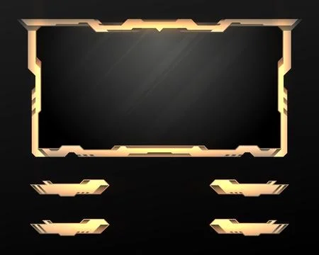 Abstract bronze game gui live stream overlay webcam screen panel frame template Stock Illustration