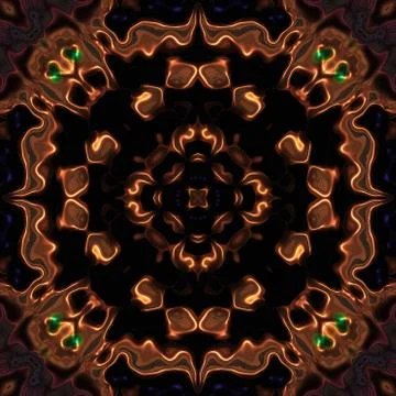 Abstract bronze metallic flower pattern with devil heads made seamless Stock Illustration