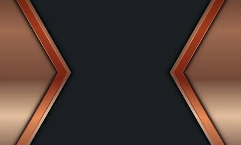Abstract bronze metallic geometric triangle on black background. Stock Illustration