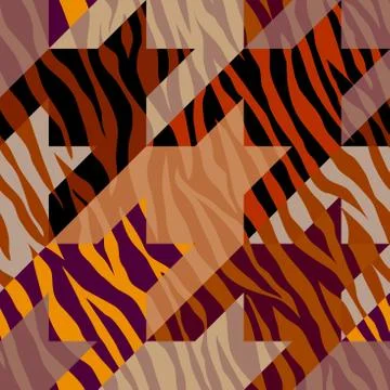 Abstract brown animal exotic pattern in patchwork style. Stock Illustration