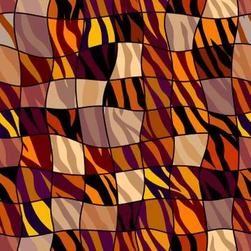 Abstract brown animal exotic pattern in patchwork style. イラスト素材
