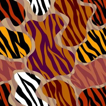 Abstract brown animal exotic pattern in patchwork style. Stockillustratie