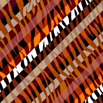 Abstract brown animal exotic pattern in patchwork style. Illustrazione stock