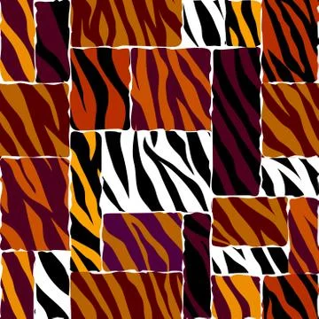 Abstract brown animal exotic pattern in patchwork style. Stock Illustration