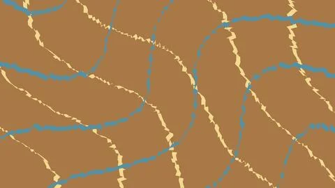 Abstract brown background with wavy blue and yellow lines イラスト素材