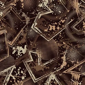 Abstract brown camo pattern with splattered paint Stock Illustration