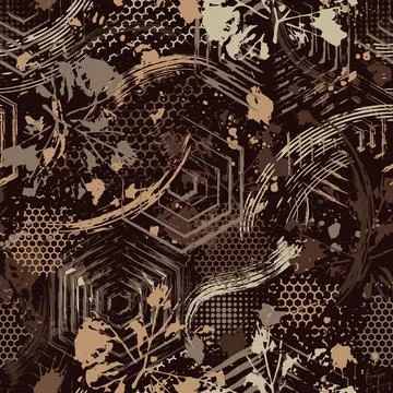 Abstract brown camo pattern with splattered paint Illustrazione stock