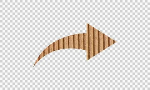 Abstract Brown Cardboard Texture Curved Arrow Symbol Icon Isolated on White.. Stock Illustration