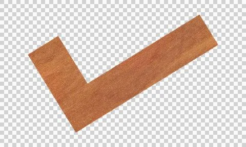 Abstract Brown Fabric Check Mark Icon with Woven Texture Isolated on White .. Stock Illustration