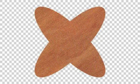 Abstract Brown Fabric Cross Shape with Woven Texture Isolated on White Back.. Stock Illustration