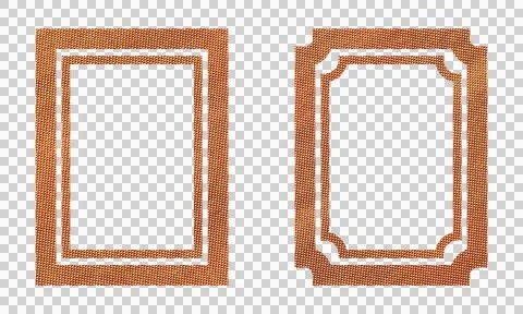 Abstract Brown Fabric Frame Set with Woven Texture Isolated on White Backgrou Stock Illustration
