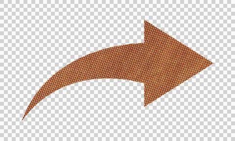 Abstract Brown Fabric Texture Curved Arrow Symbol Icon Isolated on White Ba.. Stock Illustration