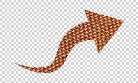 Abstract Brown Fabric Texture Curved Arrow Symbol Icon Isolated on White Ba.. Stock Illustration