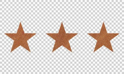 Abstract Brown Fabric Texture Three Stars Symbol Icon Isolated on White Bac.. Stock Illustration