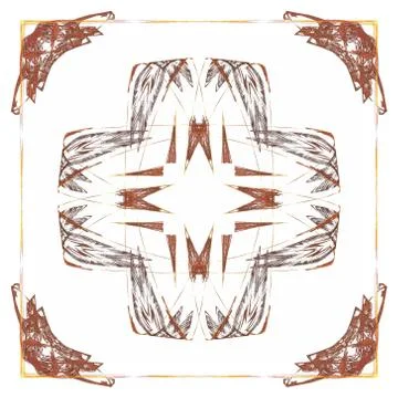 Abstract brown floral pattern isolated on white background. Stock Illustration