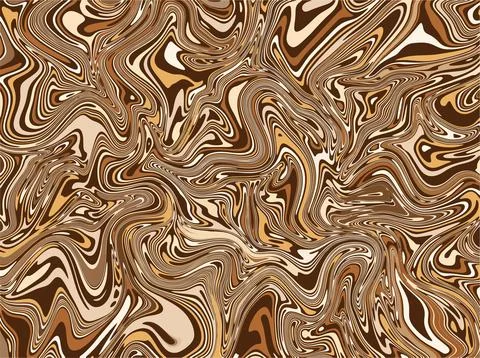 Abstract brown fluid marble design template vector. Complex ink oil painting. Stock Illustration