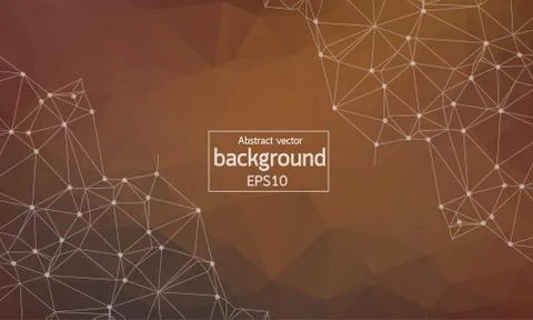 Abstract Brown Geometric Polygonal background molecule and communication. Con Stock Illustration