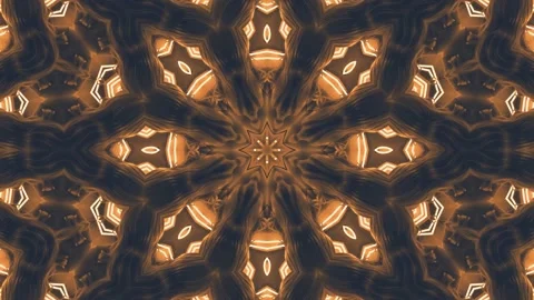 Abstract Brown Kaleidoscope Patterns. 4K Geometric Animation Background Stock Footage 140744284