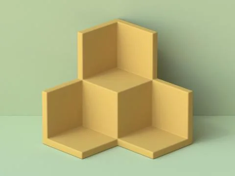 Abstract brown mock up cubes shelf 3D Stock Illustration