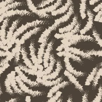 Abstract brown pattern of chaotic ragged arcs. Seamless linear pattern. Blank Stock Illustration