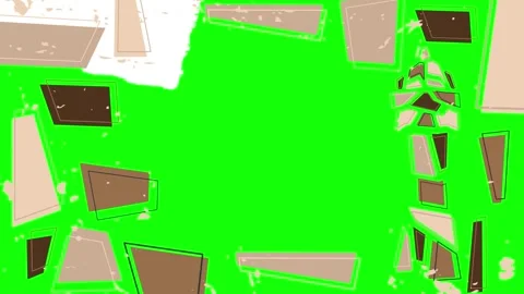 Abstract brown rectangles falling against vibrant green background Stock-Footage 345212256