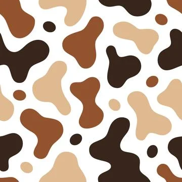 Abstract brown seamless pattern. Abstract funky amoeba spots and dots. Stock Illustration