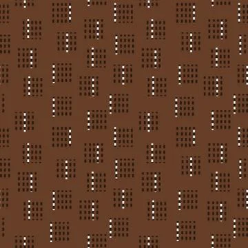 Abstract Brown seamless pattern with white, black, dark brown colors, lines, Stock Illustration
