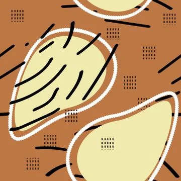 Abstract Brown seamless pattern with yellow, white, limon, black, dark brown Stock Illustration