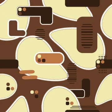 Abstract Brown seamless pattern with yellow, white, limon, black, dark brown Stock Illustration