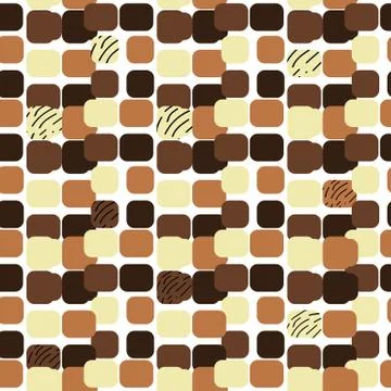Abstract Brown seamless pattern with yellow, white, limon, black, dark brown Stock Illustration