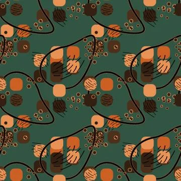 Abstract Brown seamless pattern with yellow, lemon,green and black, dark brow Stock Illustration