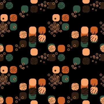 Abstract Brown seamless pattern with yellow, lemon,green and black, dark brow Stock Illustration