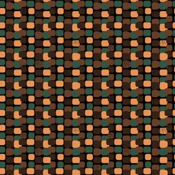 Abstract Brown seamless pattern with yellow, lemon,green and black, dark brow Stock Illustration