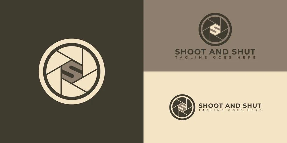 Abstract brown shutter camera logo with the letter S in the circle Stock Illustration