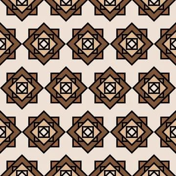 Abstract brown square shape on light brown background seamless vector Stock Illustration