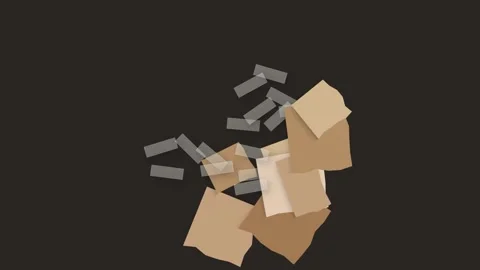 Abstract brown squares floating on dark background, minimalist geometric mo.. Video stock 346659851