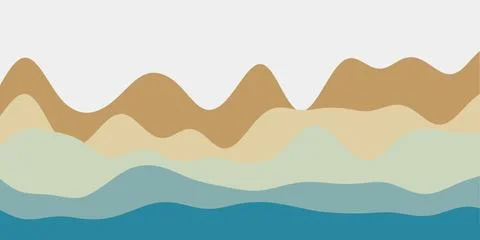 Abstract brown teal hills background. Colorful waves cool vector illustration Stock Illustration