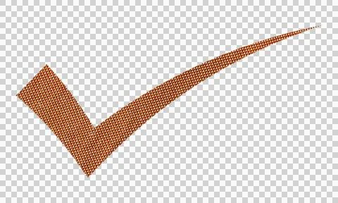 Abstract Brown Textured Check Mark Symbol Icon Isolated on White Background Stock Illustration