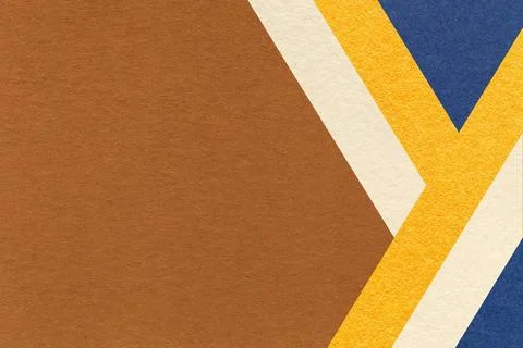 Abstract brown textured paper background with beige, yellow, blue geometric l Stock Illustration