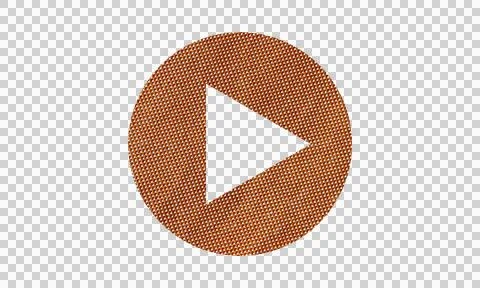 Abstract Brown Textured Play Button Symbol Icon Isolated on White Background Stock Illustration
