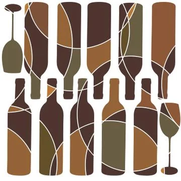 Abstract brown wine bottle pattern Stock-Illustration