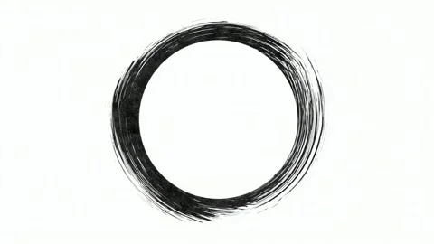 Abstract brush circle ring with hand drawn motion, minimal white background.. Stock Footage 341429282