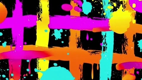 Abstract Brush Grid Background With Neon Painted Cross Bars on Black 動画素材 315504535