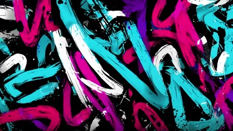 Abstract Brush Stroke Background With Cyan White Swirls on Black Stock Footage 315513272
