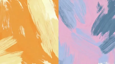 Abstract brush stroke background in orange and pastel blue pink tones, hand.. 库存影片 342045272
