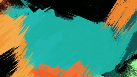 Abstract brush stroke background with teal and orange paint swipes, hand dr.. Stock Footage 342045066