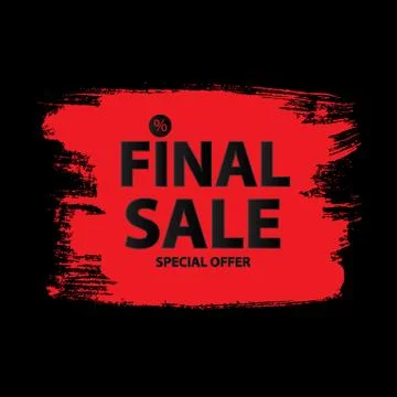 Abstract Brush Stroke Designs Final Sale Banner in Black, Pink a Stock Illustration