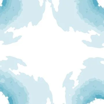 Abstract brush stroke frame in trendy winter blue hues in watercolor manner Stock Illustration